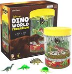 Dino World Terrarium Kit for Kids - LED Light in Lid - Dinosaur Toys for Boys Age 6, 7, 8+ Year Old Boy and Girl Easter Gifts - Dinosaur Garden + Toy Dinosaurs - STEM Science DIY Craft Kits