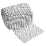 HANDI STITCH Silver Crystal Rhinestone Diamond Ribbon - 9.14m / 10 Yard Roll - 12cm / 4.72 inches Wide - DIY Sparkling Bling Mesh - DIY Arts & Crafts, Wedding/Birthday Event Decorations, Belts & Cake