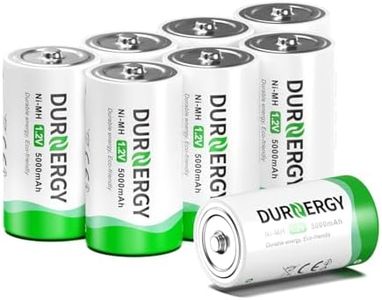 DURNERGY Rechargeable C Batteries 8 Pack, NiMH C Cell Batteries, 5000mAh 1.2V NiMH Rechargeable Battery, High Capacity C Size Batteries