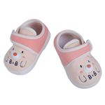 BabyMoo Smiling Bear Face Soft Sole Anti-Slip Unisex Booties, Peach Color, for Baby Boy and Girl, 0-3 Months - Ideal First Walking Shoes, Comfortable and Stylish Booties for Infants and Toddlers