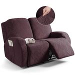 TAOCOCO Recliner Chair Cover, Stretch Sofa Cover 2 Seater With Arm Rest, Couch Cover Soft, Machine Washable Recliner Sofa Protector (Coffee, 2 seater)