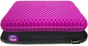 Gel Seat Cushion, Office Seat Cushion Chair Pads for Office Home Car Wheelchair Long Trips - Extra Thick Gel Cushion for Pressure Sores, Tailbone, Back, Sciatica Pain Relief (Extra Thick, Violet)