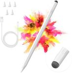 Stylus Pen for iPad, 2 in 1 Active and Capacitive Pen, Fast Charge iPad 10th Generation Pencil, Compatible with iPad Pro 11/12.9in, iPad 6/7/8/9/10, iPad Air 3/4/5, iPad Mini 5/6 (White)