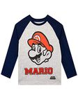 Super Mario Boys' Long Sleeve Top Grey Size 7