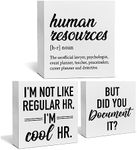 3 Pcs Funny Office HR Wood Box Signs Decor Farmhouse Humor Human Resources Tiered Tray Decor Table Desk Shelf Wall Decoration