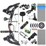 SHARROW Archery Compound Bow Kit Steel Ball Dual-purpose Pulley Compound Bow 21.5-60lbs, Bow and Arrow Set for Adults Outdoor Bow Hunting (Type 2)