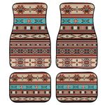 Aztec Car Floor Mats Set of 4,Native American Indian Tribal Aztec Stripe Geometric Print Vehicle Front Rear Carpets Mats Universal Car Floor Rugs Non-Slip Auto Car Accessories for Van Truck