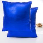 LiiZee Set of 2 Decorative Throw Pillow Covers Modern Metallic Shiny Cushion Cover, Faux Leather Soft Square Pillowcase for Sofa/Bed/Party, 18 x 18 Inch Royal Blue