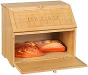 HOMEKOKO Vintage Double Layer Large Bread Box for Kitchen Counter, Retro Design Wooden Large Capacity Bread Storage Bin (Natural Bamboo) (5310038)