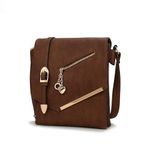 Mia K Collection Crossbody Bag for Women – Shoulder Strap – PU Leather Handbag Medium Ladies Messenger Side Purse brown Size: M