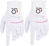 FINGER TEN Womens Ladies Golf Rain Gloves Pair Both Hand or 2 Pack Left Right Hand, Wet Hot Cool Grip, Fit Small Medium Large XL (White, Medium, Left)