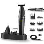 Electric Body Hair Trimmer for Men, Body Shaver for Ball/Groin Trimmer Pubic Hair,Cordless & Rechargeable 100 Mins, Wet/Dry Waterproof Body Groomer with 3 Attachment Blade for Beard Armpit Chest Leg