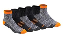 Dickies Men's Dri-Tech Moisture Control Quarter Socks Multi-Pack, Hi-vis Orange Black (6 Pairs), Shoe Size: 15-17