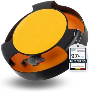 CAVECA Juguete Gato Interactivo con Ratón Interactivo y Rascador para Gato, Rotación de 360º​ ​Grados, Juegos Interactivos Gato para Mejorar la Estimulación Física, de Caza y Psicológica de tu Mascota