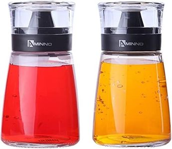 Juvale 2 Piece Small Oil and Vinegar Dispenser Set for Kitchen, Glass Cruet Bottles with No Drip Tops for Salad Dressing, Balsamic, Soy Sauce (5.5 oz)