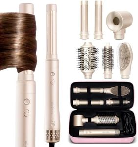 ELLA BELLA® 6 in 1 Professional Hot Air Styler • Powerful Hair Dryer & Straightener Set • Styling Without Heat Damage • Fast Drying Curling Volumizing Straightening • Includes Protective Travel Case