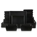 Stone Lain Grace Square Stoneware Dinnerware Set, 24 Piece Service for 8, Black