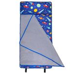 Wildkin 43 Inches Microfiber Nap Mat with Reusable Pillow for Boys & Girls, Ideal for Daycare & Preschool Toddler Sleeping Mat, Soft Cotton Blend Materials Nap Mat for Kids (Out of This World)