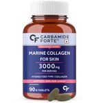 Carbamide Forte Hydrolyzed Marine Collagen Supplements for Women & Men | 3000mg Marine Collagen Tablets for Women & Men | Marine Collagen Peptides with Biotin & Hyaluronic Acid & Hydrolyzed Collagen - Collagen Supplement with Type 1 Marine Collagen Powder | - 90 Collagen Tablets