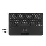 Perixx PERIBOARD-526 DE Wired Mini USB Keyboard with Trackball - X Type Scissor Keys - 11.18 x 7.17 x 1.1 Inch - 2 USB Hubs Integrated - German Layout