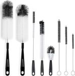 ALINK 8-Pack Bottle Cleaning Brush Set - Long Handle Black Bottle Cleaner for Washing Narrow Wine/Beer Bottles, HydroFlask Tumbler, Sports Water Bottles, Kettle/Lid Brush, Straw Brush