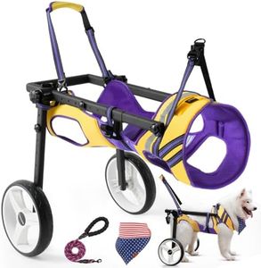 Lokshun Dog Wheelchair for Back Legs Large, Newly Wheelchair for Medium/Large Dogs, Adjustable Dog Carts with Wheels for Disabled Hind Legs, with LED, Leash, Angle-Adjustable All-Terrain Wheels - XXL