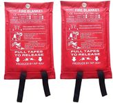 Inf-way Fire Blanket, Fiberglass Fire Flame Retardent Emergency Surival Fire Shelter Safety Cover (2Pack 39.3''x39.3'')