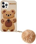 Yatchen Kawaii Phone Cases Apply to iPhone 6/7/8,Cute Cartoon Bear Phone Case with Keychain Teddy Bear Phone Case 3D iPhone SE2/SE3 Case Soft Silicone Shockproof Cover for Women Girls