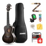 Donner Concert Ukulele Professional 23 Inch Mahogany Ukelele for Adult Beginner Kid Ukele Bundle with Online Lesson Gig Bag Aquila String Pick Tuner Strap Cloth DUC-200D Dark