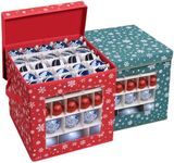 Anstore Red&Green Christmas Bauble Storage Box With 3 Sizes Dividers,166 Compartment Xmas Ornament Storage Box with Carry Handle and Transparent Window,Christmas Ball Storage for Christmas Decorations