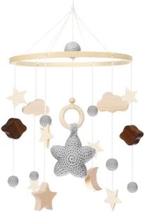 Auauraintt Mobile lit bébé, équipé d'un joli pendentif étoile, avec décoration suspendue en boule de feutre,Bois Berceau Bébé Jouet, adapté à la chambre d'enfant, cadeau pour bébé fille ou garçon