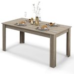 COSTWAY Dining Table for 4-6 People, 63” Rectangular Dining Room Table, Farmhouse Dinette Table with Large Computer Workstation, Modern Kitchen Table for Apartment, Living Room, Restaurant (Oak)