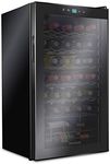 Ivation 34 Bottle Compressor Wine Cooler Refrigerator | Large Freestanding Wine Cellar For Red, White, Champagne or Sparkling Wine | 41f - 64f Touch Digital Temperature Control Fridge Glass Door Black