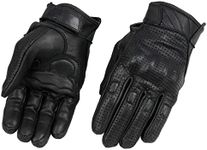 Milwaukee Leather MG7500 Men's Black Perforated Leather Gel Padded Palm Motorcycle Hand Gloves W/ 'Rubberized Hard Knuckle’ For Protection - Medium