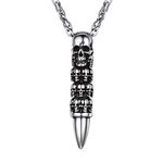 Skull Necklace Bullet Skull Pendant Gothic Punk Rock 316L Stainless Steel Men Jewelry