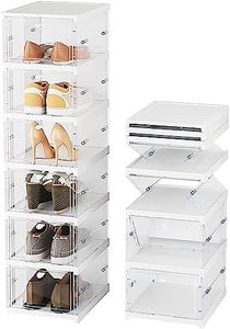 TooToo Shoe Box Storage Case Clear Boxes Foldable Stackable Transparent Organizer