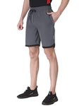 FITINC N.S Lycra Dark Grey Shorts for Men with Zipper Pockets & Knee Design (SNS-BottomDesign-DG-XXXL)