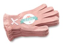 Evridwear 6 Pr/Pack Beauty Cotton Gloves with Touchscreen Fingers for SPA, Eczema, Dry Hands, Hand Care, Day and Night Moisturizing,3 Sizes in Feather or Light Weight (S/M, Light Weight Pink Color)