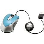 Verbatim Go Mini - USB Optical Travel Mouse with Retractable Cable, caribbean blue