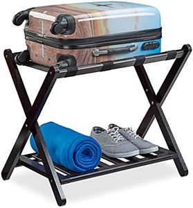 Relaxdays Kofferständer für Reisen, klappbare Kofferablage aus Bambusholz, Gepäckständer HxBxT: 56x67,5x42,5 cm, braun