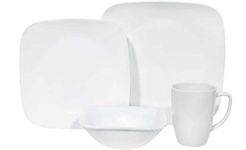 Corelle 16-Piece Vitrelle Glass Pure White Chip and Break Resistant Dinner Set, Service for 4, White