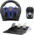 Flashfire F111 Racing Wheel,Pedals, Shifter, Hall-Effect Sensor, Vibration Feedback Function, Adjustable Rotation 270° and 900°, Blue/Black for PlayStation 5, PS4, PS3, Switch, PC