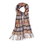 Ausekaly Scarf For Men Women Neck Scarf Plaid Winter Scarf Fall Softest Classic Warm Camel Black