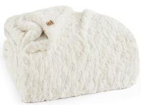 UGG 25517 Amanda Reversible Throw Blanket Flannel Plush Warm Cuddly Cozy Furry Luxurious Soft Blankets for Couch or Bed, 70 x 50-inch, Snow
