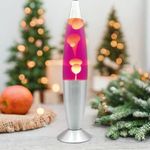 Meown Lamp 16” - Beautiful Liquid Wax Lamp - Electrically Operated - Night Light for Home Office Décor - Retro Lamp - Relaxing Lamp - Great Gift for Kids & Adults (Pink/White)