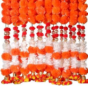 THE ART BOX 3.3Ft Artificial Flowers Marigold Garlands for Indian Wedding Diwali Christmas Decoration Floral Arch Party Garden Home Decor (2 Pc)