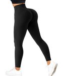 StaySlim Ribbed Leggings Yoga Pants for Women High Waisted Gym Leggings Butt Lifting Workout Leggings with Tummy Control Compression Tights Black