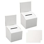 ZERIND Cardboard Ballot Box 2 Pack - Foldable - Ideal for Raffle, Donation, Fundraising, Vote and Wedding - Complete with Printable Labels