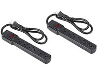 Rosewill RPS-110PK - 6-Outlet Power Strip - Black, 125V Input Voltage, 1875 Watts Maximum Power, 3 Feet Cord, Twin-Pack