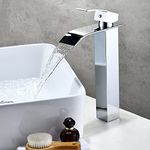 Countertop Basin Tap Bathroom Sink Mixer Tap with Lever Single Handle Chrome High Rise Brass Tap